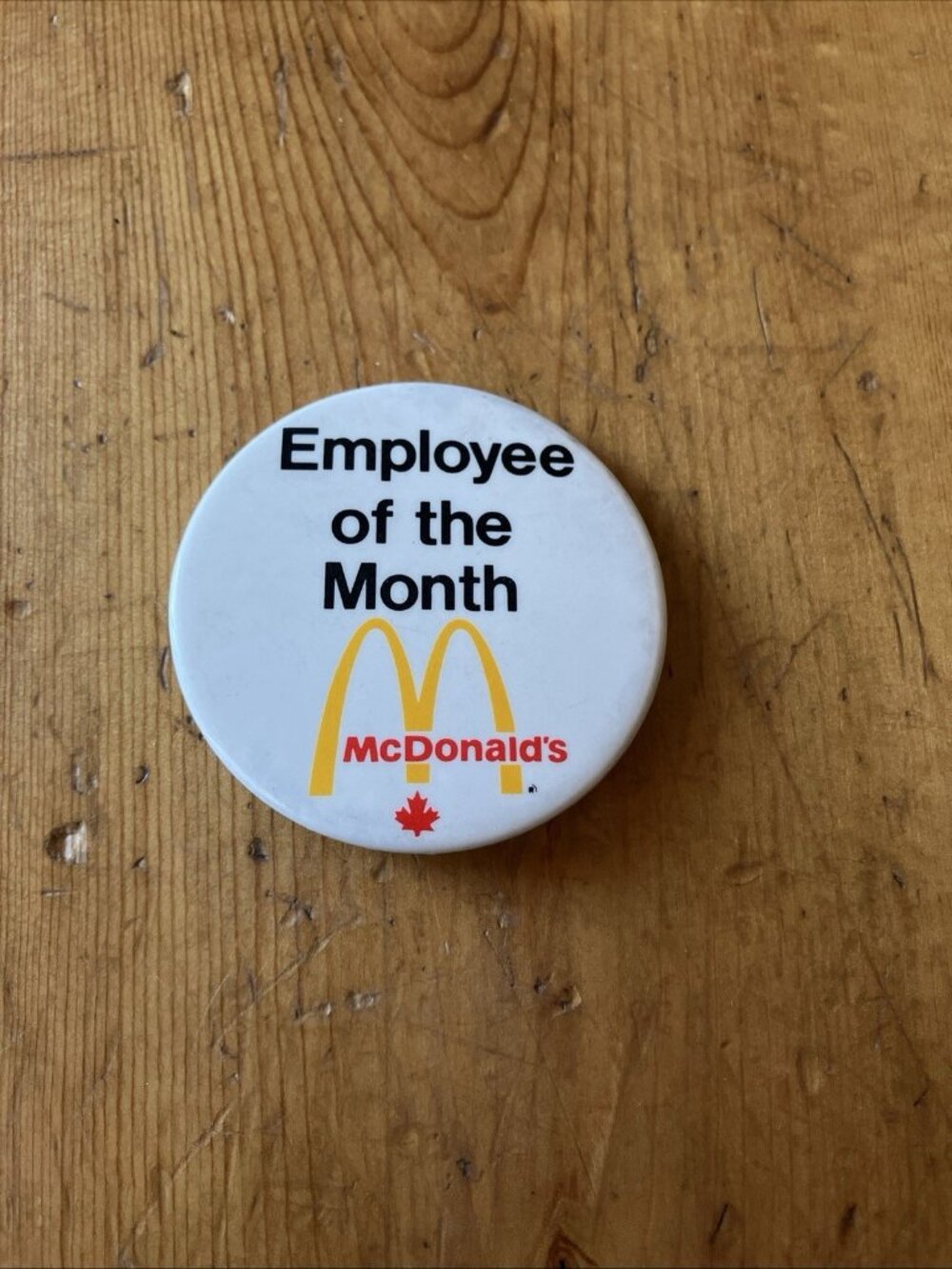 1980's McDonald's Employee of the Month 2 1/4" Pinback Button Canada